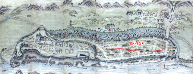 조선후기 진주성도. 진주성이 내성과 외성으로 구분돼 있다. 진주시는 이러한 고지도·고문헌 등을 토대로 외성 복원을 위한 조사를 진행한 바 있다. 충남역사박물관 소장