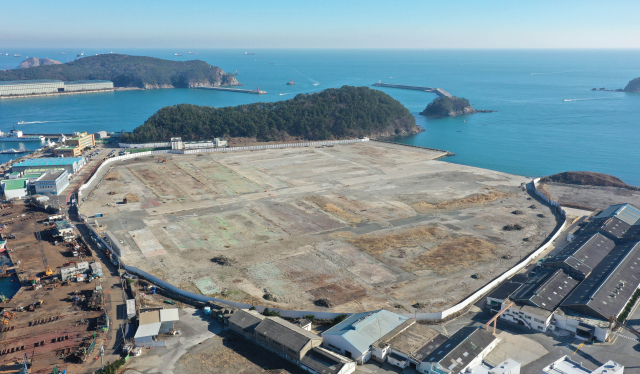 부산 사하구 다대동 옛 한진중공업 부지에 3095가구 규모의 공동주택과 함께 220실 규모의 특급호텔이 조성될 예정이다. 일대 전경. 정종회 기자 jjh@