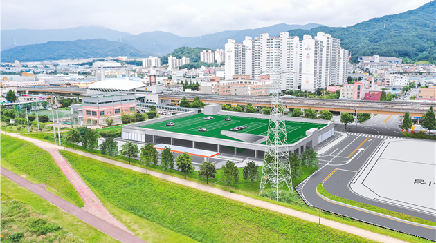 양산 북정빗물펌프장의 비점오염 저감 사업의 저유시설이 들어설 북정역 환승센터 조감도. 양산시 제공
