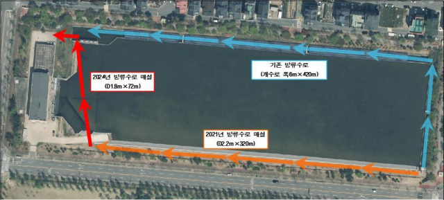 이번에 준공된 방류수로 개량 공사 위치도. 양산시 제공