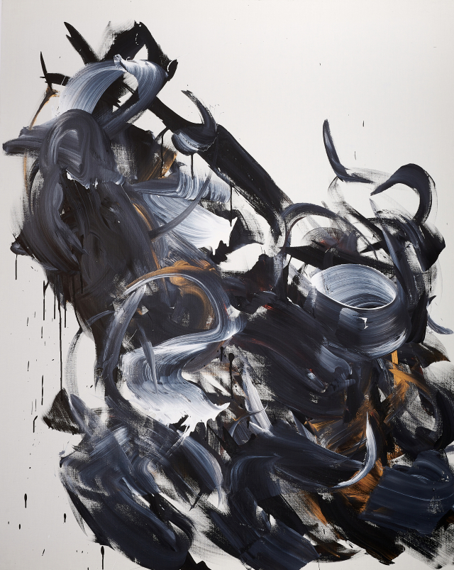 일필휘지로 빠르게 그리는 유화. 길 후 ‘무제’. 학고재 제공