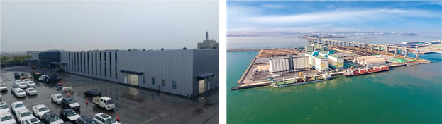 대표적인 비관리청사업 사례인 평택항 피엘에스 자동차 관련시설 설치 사업(왼쪽) 및 평택항 양곡부두 사일로 설치 사업. 해수부 제공