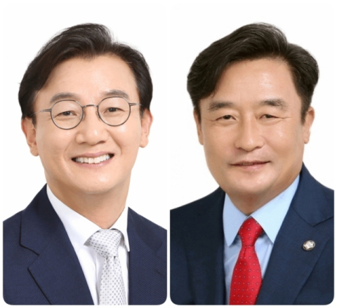 왼쪽부터 전재수, 정동만 의원.