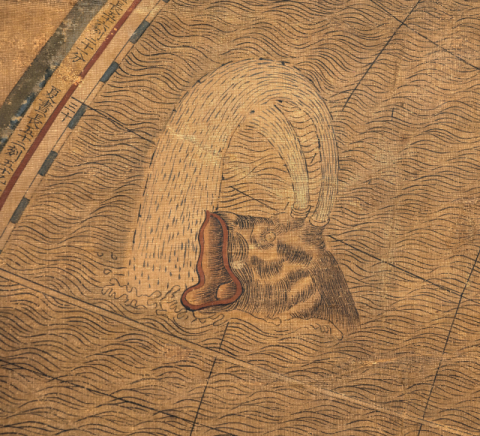 곤여전도에 묘사된 고래의 모습. 부산박물관 제공