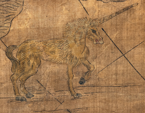 곤여전도에 묘사된 상상의 동물 유니콘. 부산박물관 제공