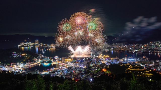 지난해 선보인 투나잇 통영 불꽃쇼 모습. 부산일보DB