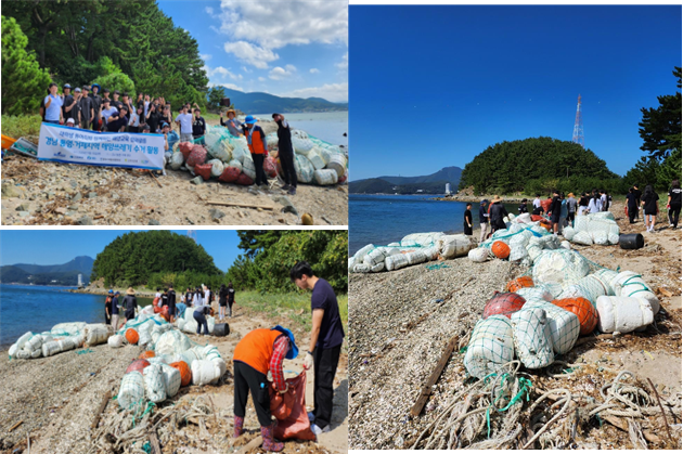 한국수산자원공단은 국립부경대학교 영남씨그랜트센터, 사단법인 거제통영환경운동연합, 통영시 화삼어촌계, 대학생 등 약 50여명과 함께 ‘친환경·ESG 경영 선도를 위한 민간협력 바다정화 활동’을 통영 방화도 일대에서 진행했다. 수산자원공단 제공