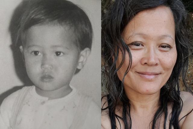 부산 중구 광복로에서 발견돼 네덜란드 입양을 간 구미영(50) 씨. 사진은 현재 모습(오른쪽)과 입양 당시 3세 모습. 본인 제공