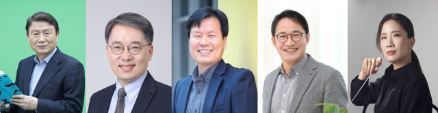 왼쪽부터 권영민, 박승범, 허원도, 조계춘, 김은선.