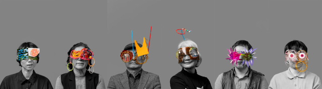 시각 탐구 프로그램에 참가한 시니어들이 멋지지한 불편한 안경을 체험하고 있다. 부산현대미술관 제공