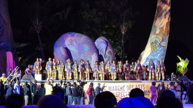 지난 4월 코트디부아르에서 개최된 '아비장 아프리카 공연예술마켓(MASA)'. 사진은 태권도 시범단 공연 커튼콜 모습. MASA 국제예술위원회 장성은 제공