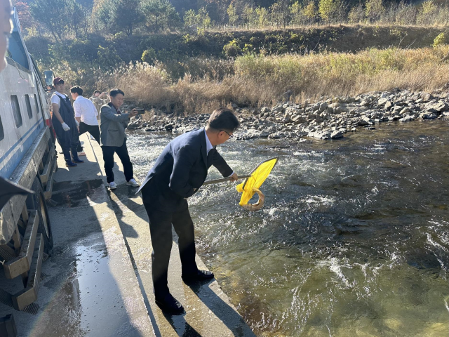 해면연어 방류 모습. 수산자원공단 제공