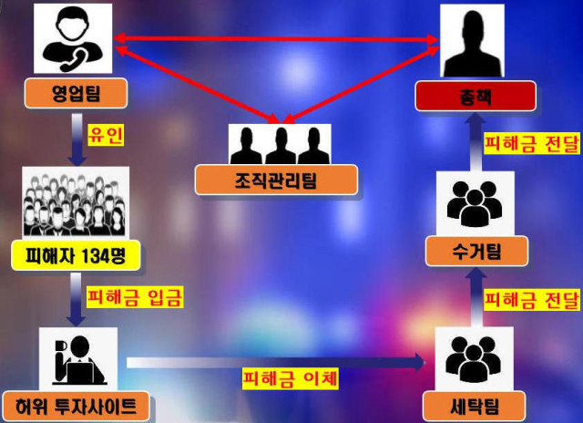 조직적으로 이뤄진 투자리딩방 사기 범행 과정. 부산경찰청 제공