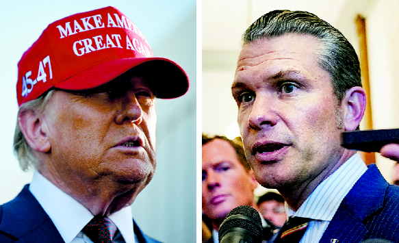 도널드 트럼프 미국 대통령 당선인과 피트 헤그세스 국방장관 후보자. 로이터연합뉴스