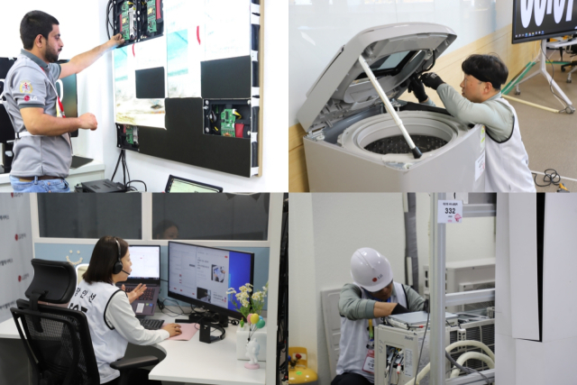 LG전자 서비스 매니저들이 글로벌 사업장 곳곳에서 열린 ‘2024 서비스 올림픽’에 출전해 수리·상담 역량을 뽐내고 있다.LG전자 제공