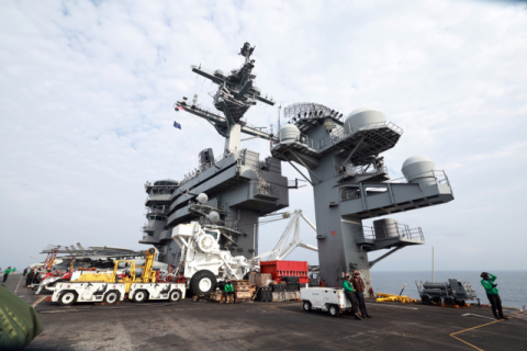 11월 14일 제주 남방 공해상 미국 항공모함 조지워싱턴함에서 한미일 다영역 훈련 24-2차 프리덤 에지가 열리고 있다. 연합뉴스