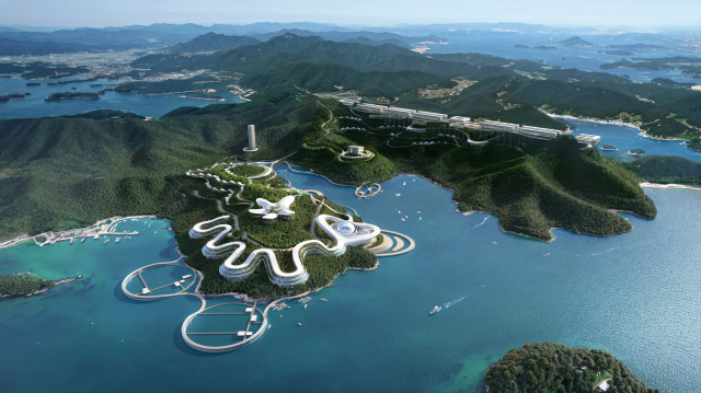 통영시 도산면 일원에 조성될 국내 제1호 관광형 기회발전특구 조감도. 부산일보DB