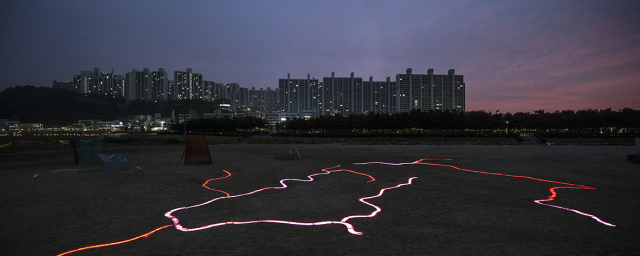 2017년 다대포 바다미술제에서 선보인 정혜련 ‘A Line of the Projection’, 작가 제공