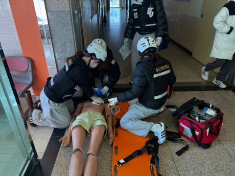 10일 동계 구급현장 실습 사전교육 진행 모습