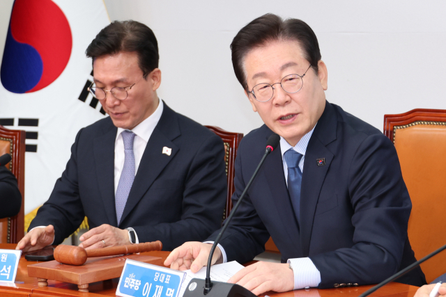 더불어민주당 이재명 대표가 7일 국회에서 열린 최고위원회의에서 발언하고 있다. 연합뉴스