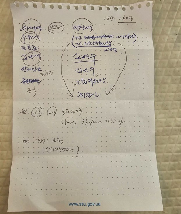 12·3 비상계엄 당시 홍장원 전 국가정보원 1차장이 여인형 전 국군방첩사령관과 통화한 내용을 정리해서 기록한 메모. 연합뉴스