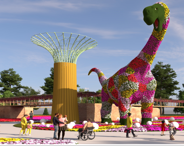 고성공룡세계엑스포 랜드마크인 플라워사우루스. 부산일보DB