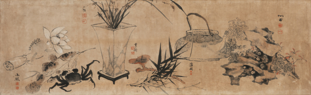 소림 조석진 외 4인 '기명절지도(합작도)'. 개인 소장