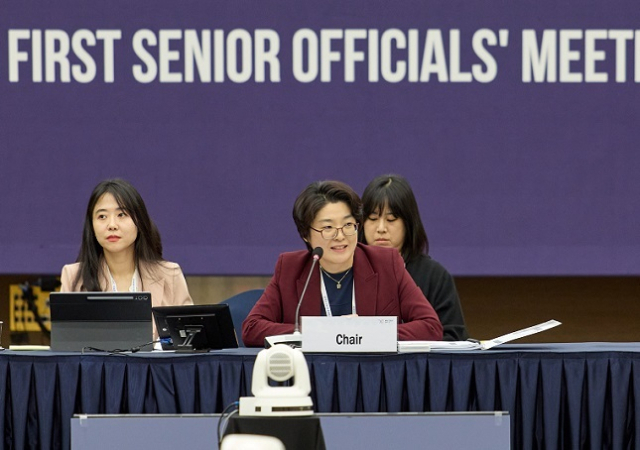 농식품부 정혜련 국제협력관이 제1차 식량안보정책실무회의 본회의에서 인사말을 하고 있다. 농식품부 제공