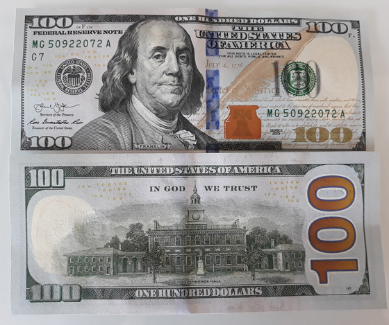실제 사용되는 100달러 지폐. 기사와 직접적인 연관 없음. 연합뉴스