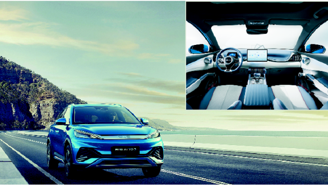 비야디 ‘아토 3’ 주행 모습과 실내. 비야디코리아 제공