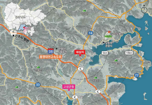 고성군 마암면 농어촌관광휴양단지 위치도. 고성군 제공