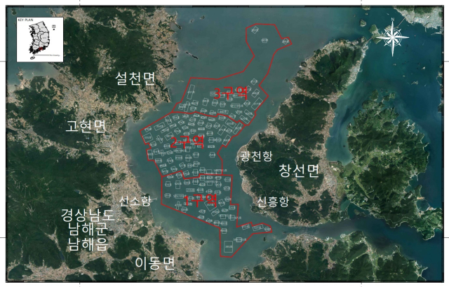 남해군 강진만 ‘청정어장 재생 사업’ 위치도. 남해군 제공
