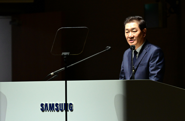 19일 열린 삼성전자 정기주주총회에서 한종희 대표이사 부회장이 발언하고 있다. 연합뉴스