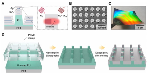 (위) 나노적층 SERS 기판의 모식도와 실제 사진 (아래) 나노적층 SERS 기판의 제작과정 이미지. 국립부경대 제공