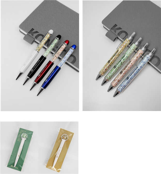 돈볼펜 이미지.( 좌측 상단부터 시계방향) 모던형 1만 2000원(개당), 클리어형 1만 1000원(개당), 미니볼형 8000원(개당). 조폐공사 제공