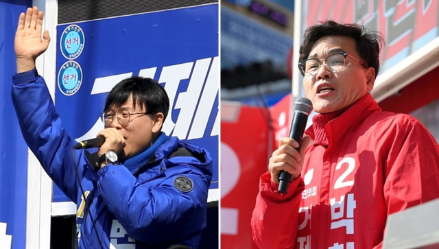 더불어민주당 변광용 후보(왼쪽)와 국민의힘 박환기 후보. 부산일보DB