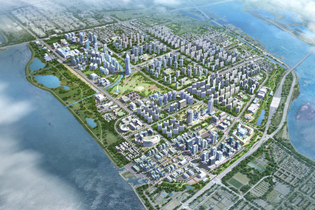 한국토지주택공사(LH)는 서부산권의 명지지구·대저지구·연구개발특구를 개발해 이곳을 주거·상업·산업 기능을 두루 갖춘 지속가능한 도시로 만들 계획이다. 명지지구 조감도. LH 제공