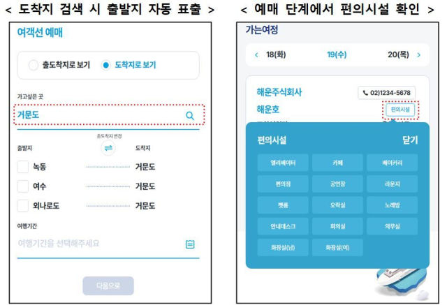 여객선 예매시스템 개편 화면. 해수부 제공
