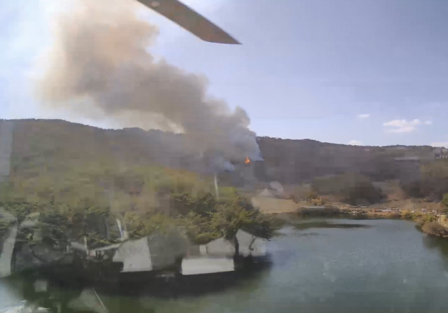 1일 오후 1시 55분께 진주시 명석면 용산리 한 야산에서도 산불이 나 1시간 24분 만에 진화됐다. 산림청 제공