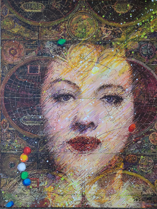 예유근 화백 ‘밤 쉘(Bomb Shell), 헤디 라마르의 눈물’(2022년). 부산미술협회 제공