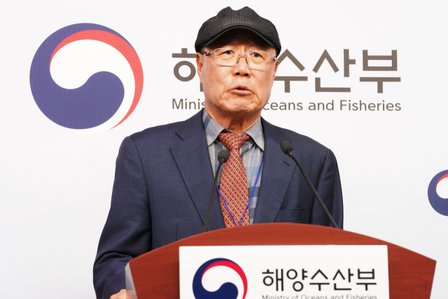 김종해 국립해양박물관장이 지난 8일 정부세종청사 해양수산부 기자실에서 올해 기획전시 등 정책 브리핑을 하고 있다. 해수부 제공