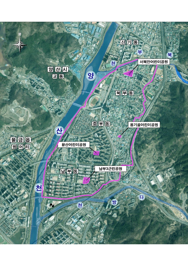 행안부의 2026년도 우수유출 저감시설 사업 공모에 선정된 남부시장 지구. 양산시 제공