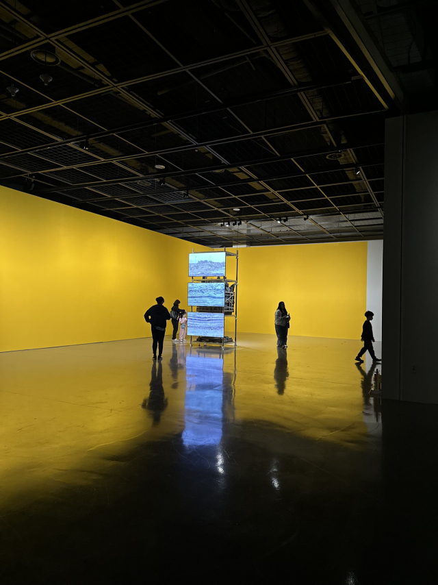 부산현대미술관 다원예술 '초록 전율' 전시 모습. 사진은 곽소진의 ‘무빙 그라운드’. 김은영 기자