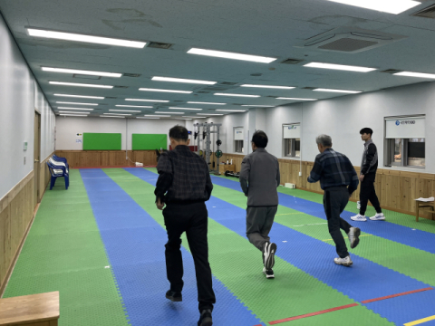 심폐지구력 측정을 위한 20m 왕복달리기 측정.