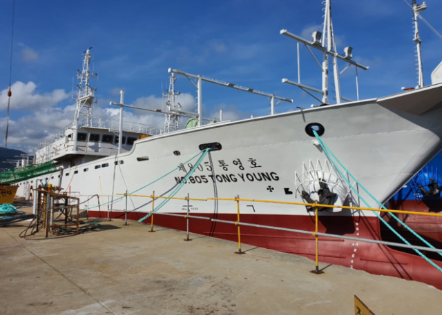 원양어선 안전펀드 사업을 통해 2021년에 신규 건조된 채낚기어선 ‘제805통영호’. 해수부 제공