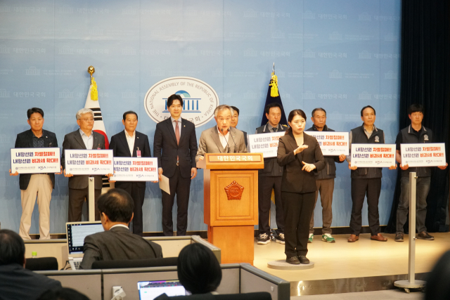 문충도 한국해운조합 회장이 7일 오후 서울 여의도 국회 소통관에서 열린 내항상선 선원 비과세 확대를 위한 노&sdot;사 공동기자회견에서 발언을 하고 있다. 한국해운조합 제공