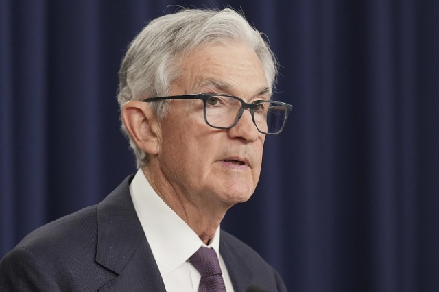 제롬 파월 미 연방준비제도 이사회 의장이 7일(현지시간) 기자회견을 갖고 있다. 연합뉴스