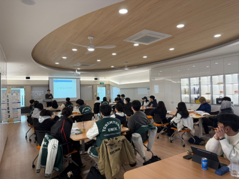 지난 3월 31일 동명대 작업치료학과 산학융합강좌 모습(작업치료학개론. 부산백병원 작업치료사 허준)