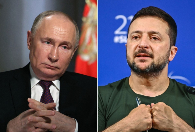 푸틴 러시아 대통령(왼쪽)-젤렌스키 우크라이나 대통령. AFP연합뉴스