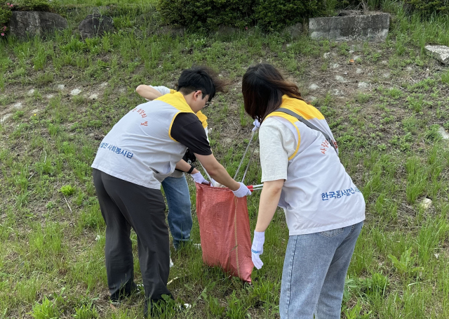 한국동서발전 임직원들이 환경정화 활동을 시행하고 있는 모습. 동서발전 제공